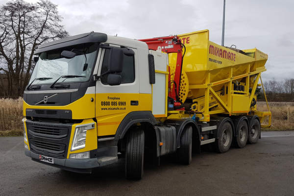 Midlift on a Volvo volumetric concrete mixer taking it from a 6×4 to an 8×4 tridem