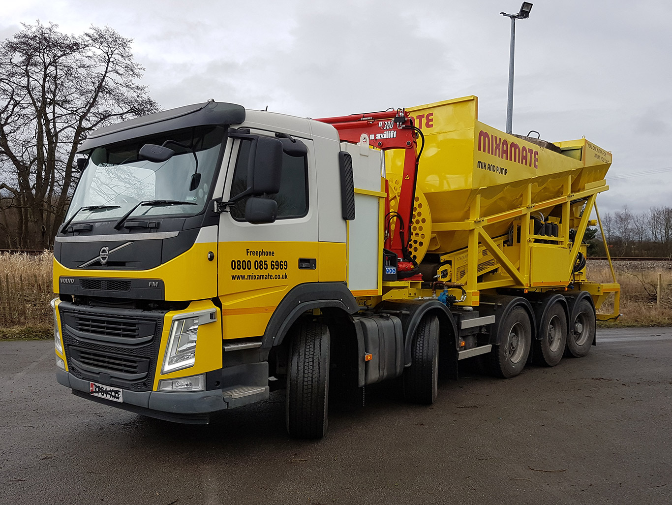 Midlift on a Volvo volumetric concrete mixer taking it from a 6×4 to an 8×4 tridem