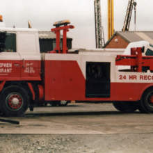 Our other recovery truck was built on a 1979 Foden Fleet Master with a 290 Cummins engine. The Foden was converted from a tractor unit to a 4x2 rigid. A few years later we then fitted a midlift and changed the drive axle for one without hub reduction. This vehicle was very successful in our recovery business until it was sold for a more modern Foden 4000.