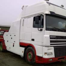 This DAF 6x2 rigid tractor unit was extended and had rear tag axle fitted, it was then fitted with a second hand recovery body. We then refurbished this vehicle and repainted the cab and body ready for our customer.