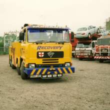 This picture shows the finished recovery vehicle with our old Foden recovery truck in the background.