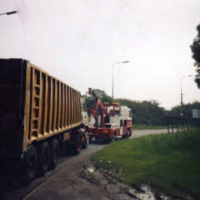 This vehicle, an ERF B series, was involved in an accident at junction 16 on the M6, the trailer turned on its side twisting the chassis on the truck. We were called out to recover the vehicle and put the trailer back on to its wheels. Once we recovered this vehicle back to the workshop we stripped it and fitted new chassis rails, we then rebuilt and tested it ready to return to the owner.