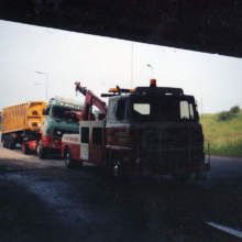 This vehicle, an ERF B series, was involved in an accident at junction 16 on the M6, the trailer turned on its side twisting the chassis on the truck. We were called out to recover the vehicle and put the trailer back on to its wheels. Once we recovered this vehicle back to the workshop we stripped it and fitted new chassis rails, we then rebuilt and tested it ready to return to the owner.