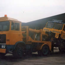 We travelled to Oxford to collect this Foden Fleet Master and trailer which had gone off the road and ended up in a ditch. This Foden was damaged and the trailer was twisted. We loaded the damaged trailer onto another trailer and towed the Foden back on our ERF recovery truck back to Sandbach for repairs in our workshop.