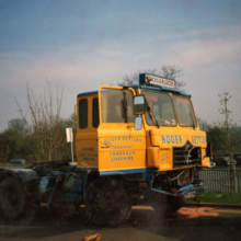 We travelled to Oxford to collect this Foden Fleet Master and trailer which had gone off the road and ended up in a ditch. This Foden was damaged and the trailer was twisted. We loaded the damaged trailer onto another trailer and towed the Foden back on our ERF recovery truck back to Sandbach for repairs in our workshop.