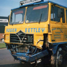 We travelled to Oxford to collect this Foden Fleet Master and trailer which had gone off the road and ended up in a ditch. This Foden was damaged and the trailer was twisted. We loaded the damaged trailer onto another trailer and towed the Foden back on our ERF recovery truck back to Sandbach for repairs in our workshop.