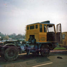 We travelled to Oxford to collect this Foden Fleet Master and trailer which had gone off the road and ended up in a ditch. This Foden was damaged and the trailer was twisted. We loaded the damaged trailer onto another trailer and towed the Foden back on our ERF recovery truck back to Sandbach for repairs in our workshop.
