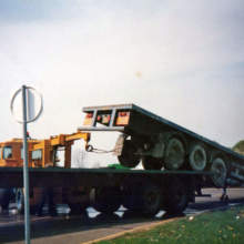We travelled to Oxford to collect this Foden Fleet Master and trailer which had gone off the road and ended up in a ditch. This Foden was damaged and the trailer was twisted. We loaded the damaged trailer onto another trailer and towed the Foden back on our ERF recovery truck back to Sandbach for repairs in our workshop.