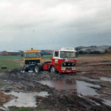 A regular customer of ours took a short cut in his B series ERF and got stuck in mud. After we all finished laughing with him, we pulled his truck out of the mud with our B series ERF recovery truck.