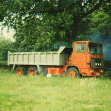 We recovered this ERF B series from a field where it had stood for many years. We fitted a new set of batteries and some diesel and it fired up straight away. We were able to drive it back to our workshop in Sandbach where we commenced work on it. When it was completed we entered it into the Sandbach Festival of Transport giving the local children a lot of fun as they rode in the parade in the tipper body.