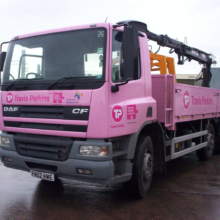 We have regularly serviced Travis Perkins trucks for a number of years. This is one of theirs that was painted pink for breast cancer awareness.