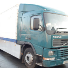 We extended the wheel base from tractor unit to a rigid on this Volvo FM 7. The body box was then shortened down. We then made and fitted it with side skirts which had locker boxes in them.